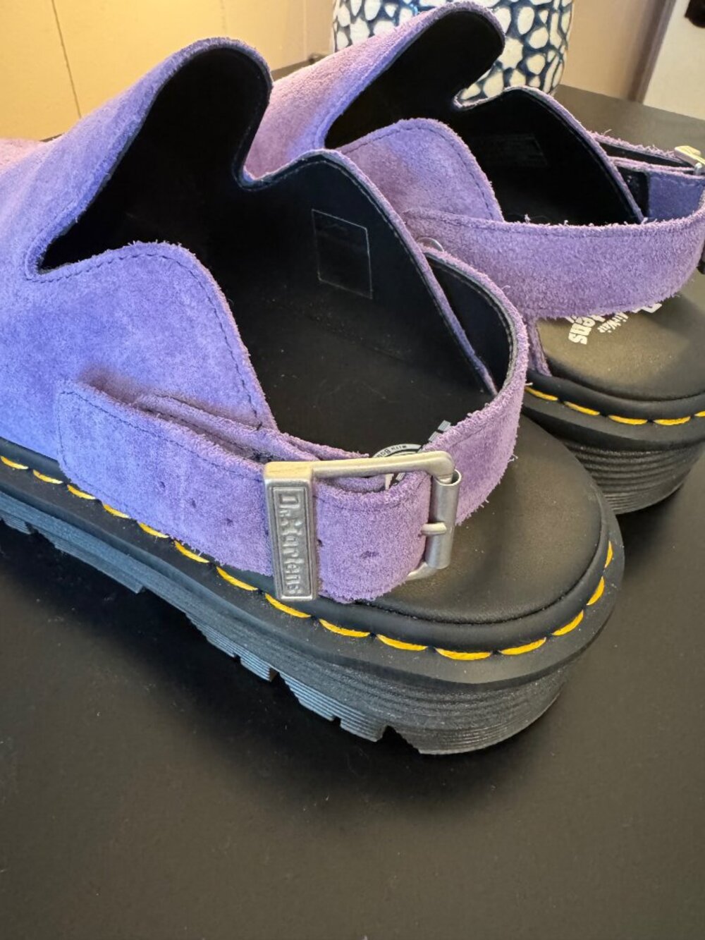 Dr. Martens Zebzag Suede Slingback Platform Mules - Purple (US W9/M8) - Picture 4 of 9
